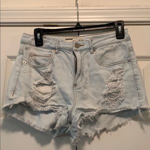 Light wash denim shorts